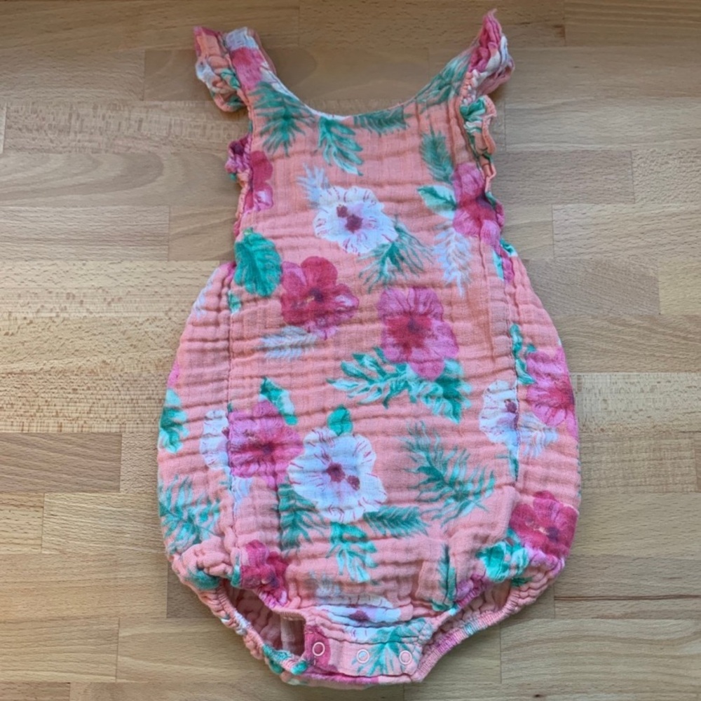 Angel Dear Pink Floral Ruffle Bubble 18-24months NWOT